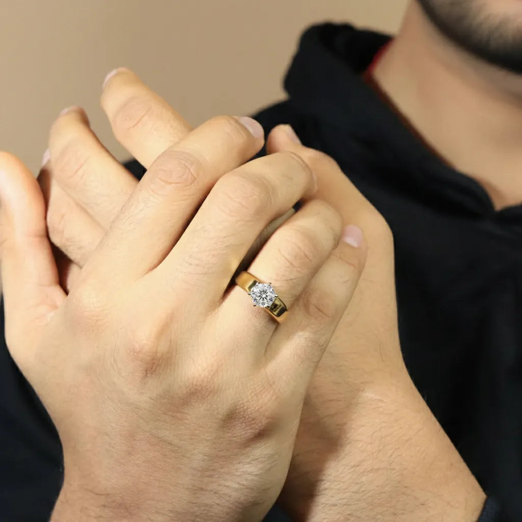 1 Ct Round Diamond Men's Solitaire Ring | Earthly Jewels