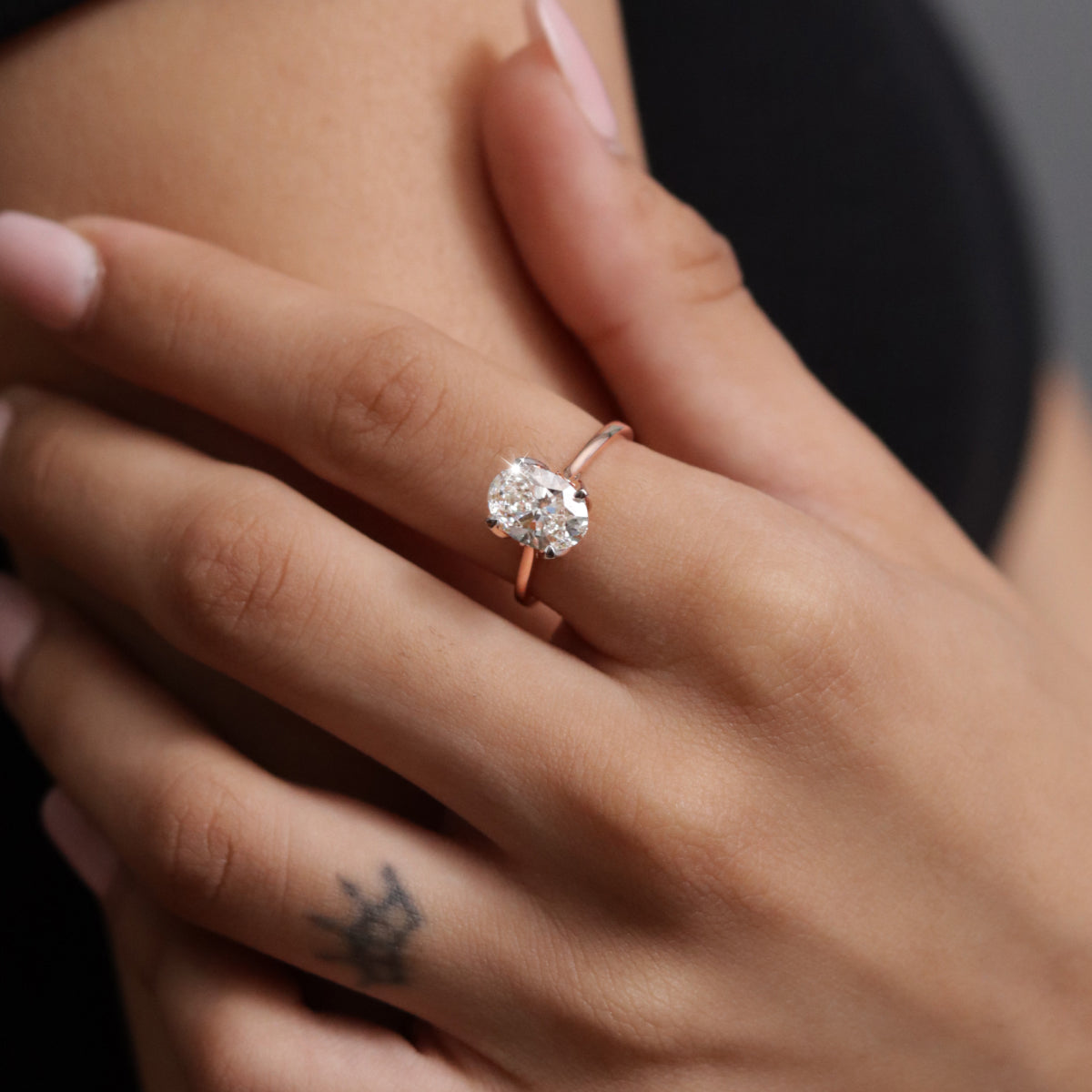 Oval Solitaire Ring With Cathedral Floral Prong