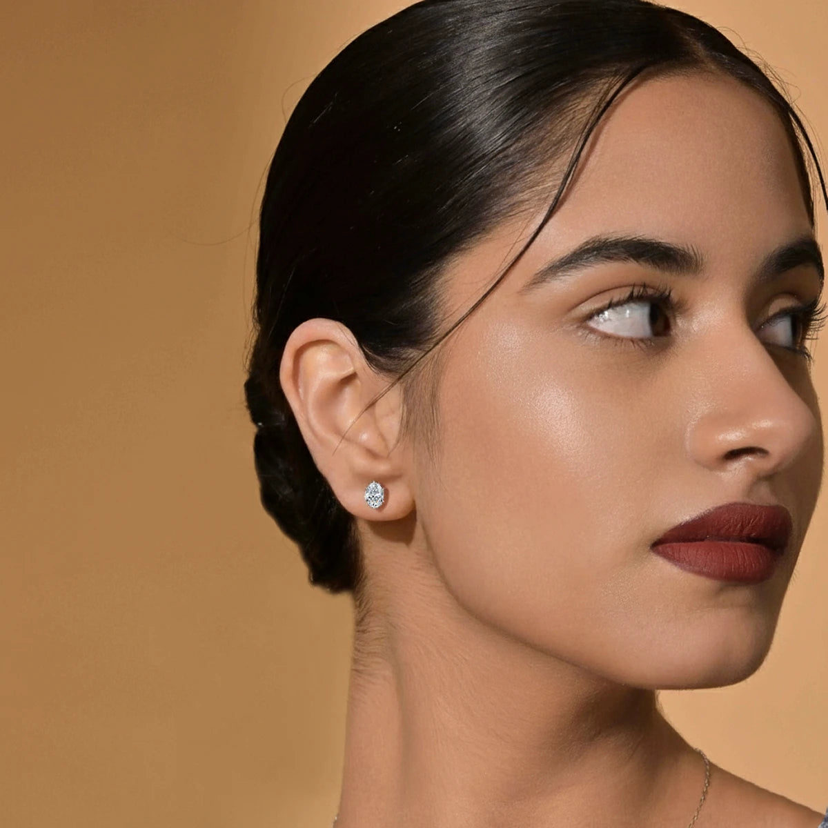 Oval Solitaire Hidden Halo Earring | Earthly Jewels #diamond-shape_oval