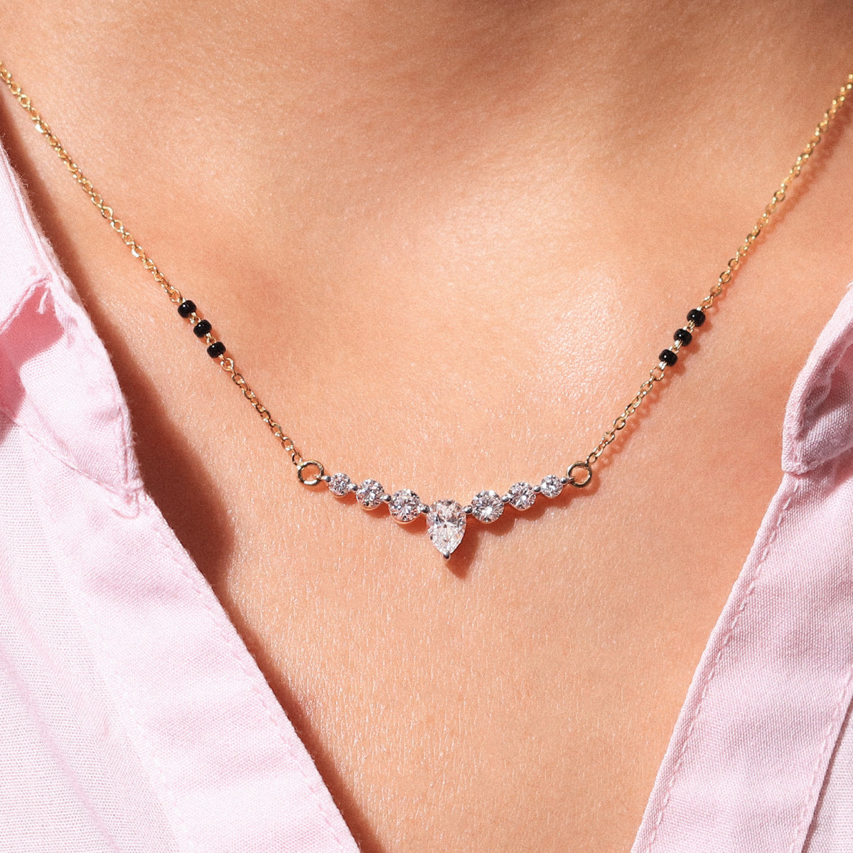 Seven Stone Pendent Mangalsutra | Earthly Jewels