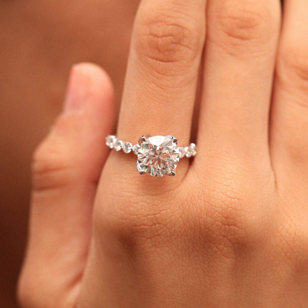 Round Diamond Engagement Ring With Floral Prong | Earthly jewels
