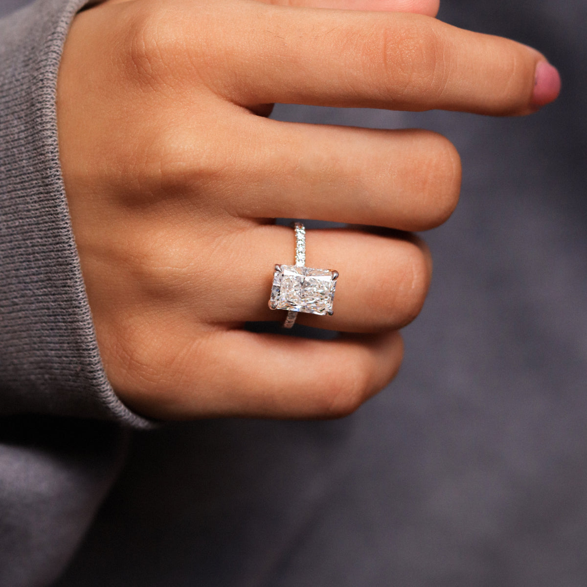 Radiant Engagement Ring Hidden Halo | Earthly Jewels