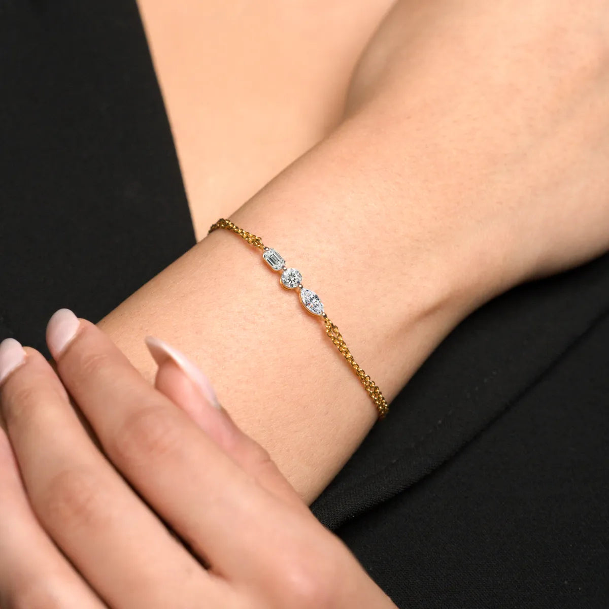 Three Stone Diamond Everyday Bracelet | Earthly jewels