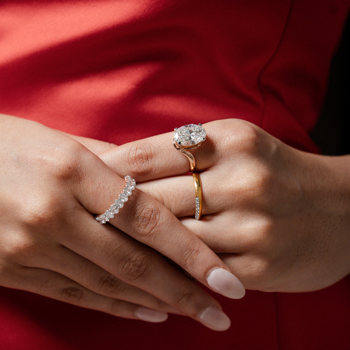 Oval Solitaire Diamond Bypass Setting Ring | Earthly Jewels