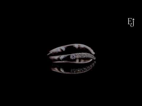Load video: Pear Shaped Diamond Fluid Ring With Stack Band | Earthly Jewels