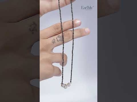 Load video: 3 Stone Diamond Halo Mangalsutra | Earthly Jewels
