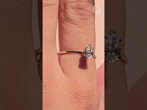 Load video: Pear Ring With Hidden Halo | Earthly Jewels