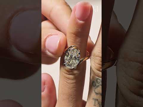 Load video: Oval Solitaire Diamond Bypass Setting Ring | Earthly Jewels