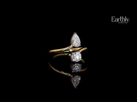 Load video: Pear And Round Cut Two Stone Engagement Ring | Earthly Jewels