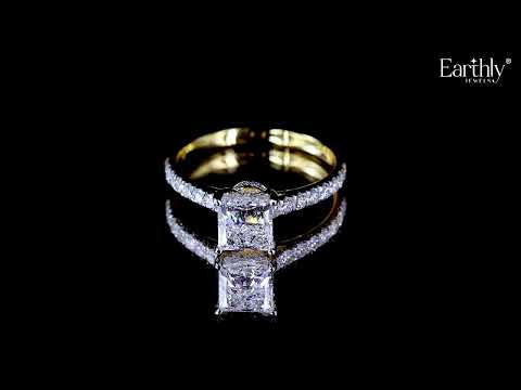Load video: Princess Shape Solitaire With Double Hidden Halo Ring | Earthly Jewels