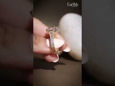 Load video: Oval Cut Dual Split Pave Engagement Ring | Earthly Jewels