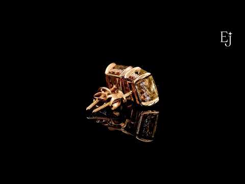 Load video: Yellow Radiant Cut Lab Diamond Stud Earring | Earthly Jewels