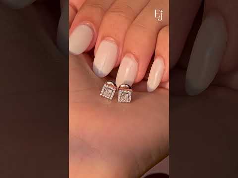 Princess Cut Halo Diamond Earrings