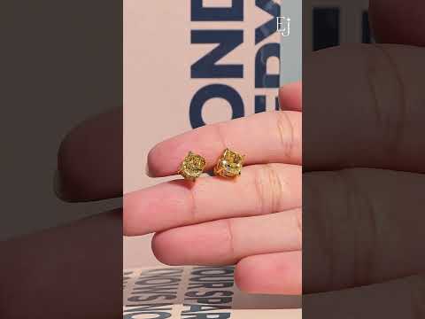 Cushion Cut Yellow Diamond Studs | Earthly Jewels