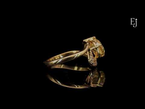 Yellow Pear Shaped Engagement Ring Wave Band | Earthly Jewels