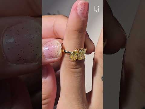 Load video: Pear And Radiant Toi Et Moi Yellow Diamond Ring | Earthly Jewels