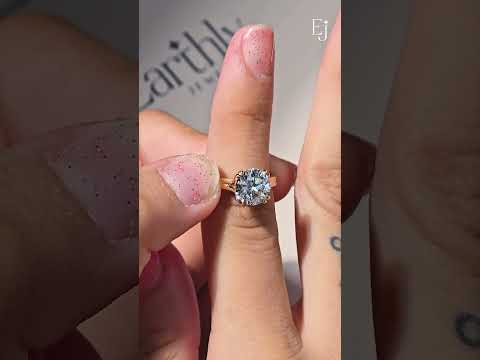 Round Solitaire Dual Plain Band Ring With Hidden Halo | Earthly Jewels