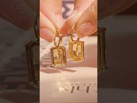 Radiant Cut Yellow Diamond Solitaire Leverback Earrings | Earthly Jewels
