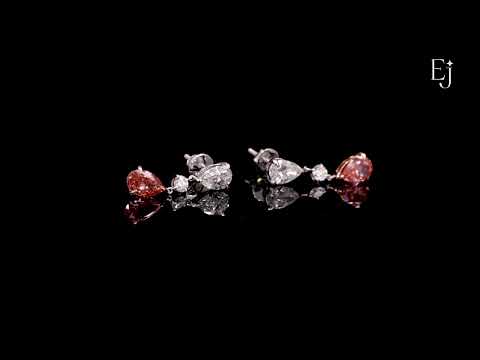Load video: Pear shaped Red Diamond Drop Earrings | Earthly Jewels