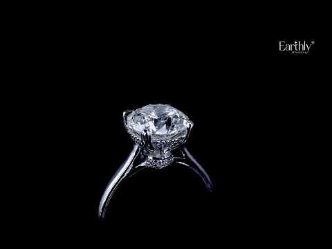 Load video: Round Solitaire Double Hidden Halo Cathedral Ring | Earthly Jewels