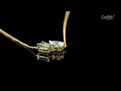 Pear And Green Emerald Diamond Toi Et Moi Necklace | Earthly Jewels