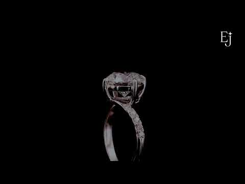 Load video: Round Diamond Solitaire Ring With Pave Band | Earthly Jewels