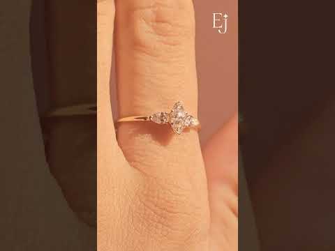 Load video: Marquise Diamond Ring With Pear Side Stones | Earthly Jewels