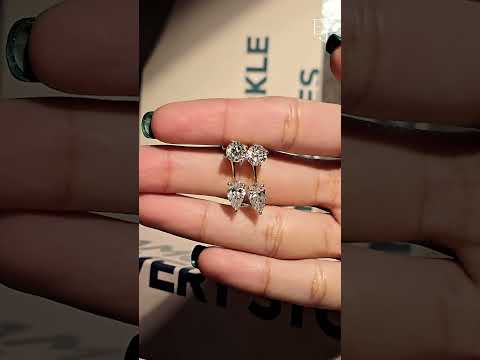 2 in 1 Round And Pear Solitaire Stud & Ear Jacket | Earthly jewels