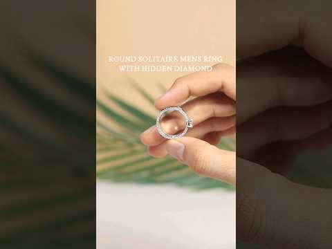 Load video: Round Solitaire Mens Ring With Hidden Diamond | Earthly Jewels