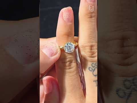 Octagon Diamond Solitaire Ring With Twisted Pave Band | Earthly Jewels