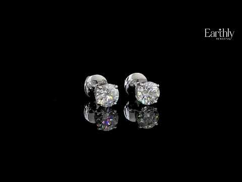 2 Carat Round Diamond Earrings | Earthy Jewels