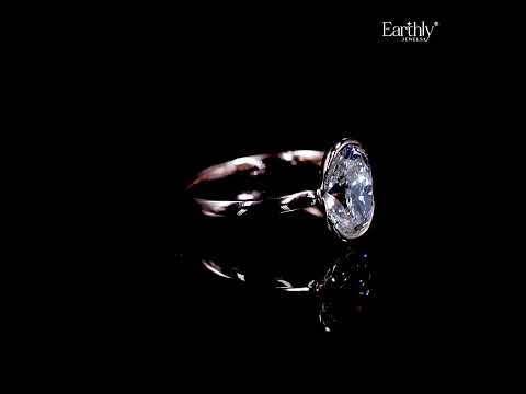 Load video: Oval Solitaire Half Bezel Engagement Ring | Earthly Jewels