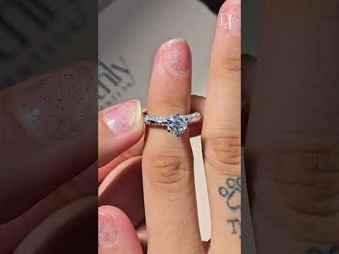 Load video: Round Solitaire Engagement Milgrain Pave Band | Earthly jewels