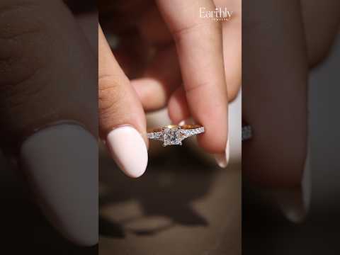 Princess Cut Split Shank Single Pave Engagement Ring | Earthly Jewels