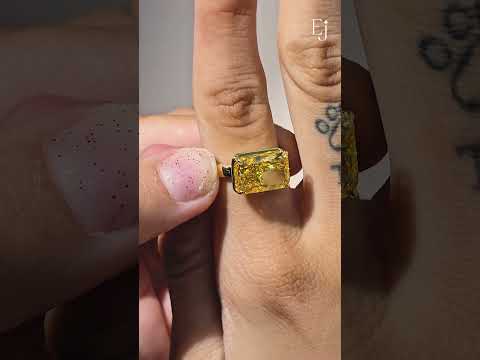 Load video: East West Radiant Yellow Diamond Solitaire Ring | Earthly Jewels