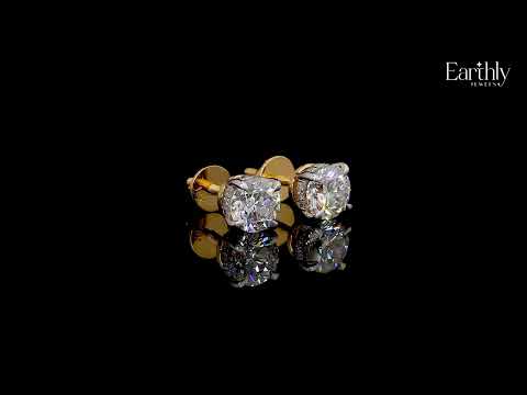 2 Carat Round Diamond Stud Earrings | Earthly Jewels #diamond-shape_round