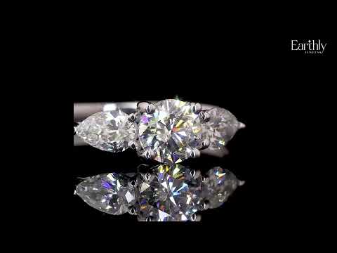 Load video: Round Diamond Ring With Pear Side Stones | Earthly Jewels