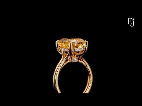 Yellow Cushion Solitaire Double Band Ring | Earthly Jewels