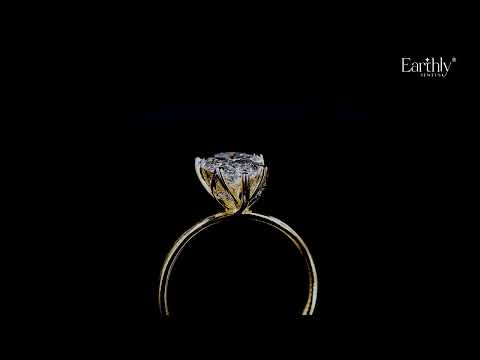 Load video: Pear Solitaire Floral Prong Ring | Earthly Jewels