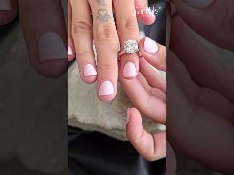 Load video: Round Solitaire Double Hidden Halo Cathedral Ring | Earthly Jewels