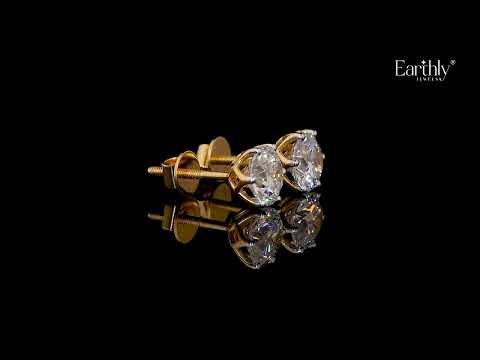 2Ctw Lotus Radiance with Round Solitaire Stud | Earthly Jewels