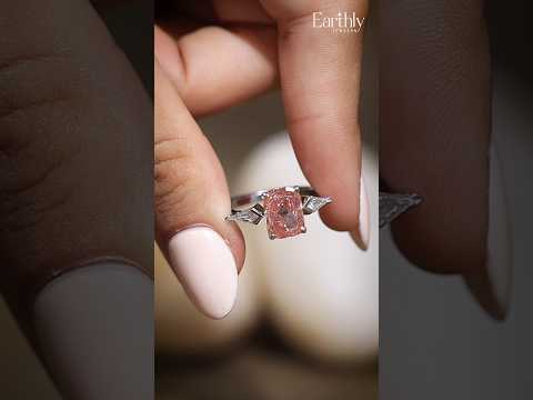 Load video: Elongated Cushion Solitaire Ring With Kite-Shaped Side Stones | Earthly Jewels