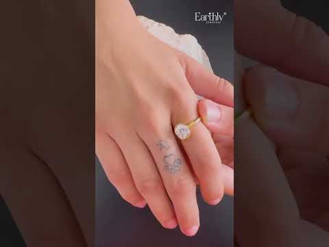 Load video: Round Solitaire Half Bezel Engagement Ring | Earthly Jewels