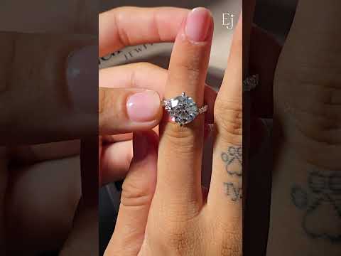 Load video: Round Diamond Solitaire Ring With Pave Band | Earthly Jewels