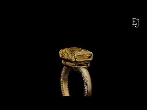 East West Radiant Yellow Diamond Solitaire Ring | Earthly Jewels