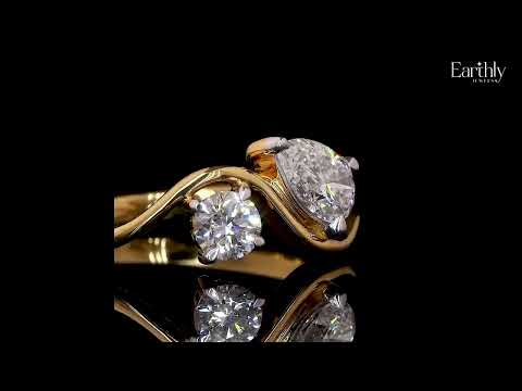 Load video: Round And Pear Diamond Toi Et Moi Ring | Earthly Jewels