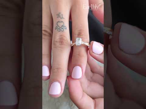 Load video: Emerald With Twisted Pave Band & Hidden Halo | Earthly Jewels