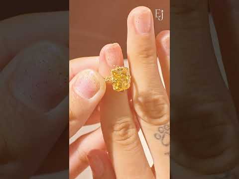 Load video: Yellow Diamond Radiant Cut Pave Ring | Earthly Jewels