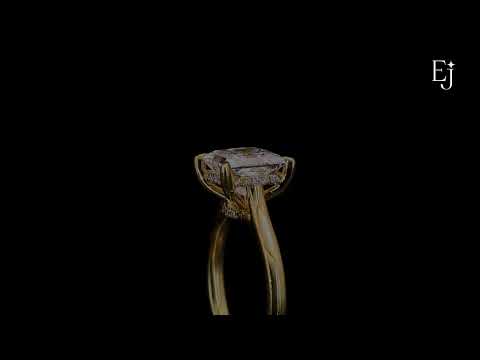 Load video: Princess Solitaire Double Hidden Halo Cathedral Ring | Earthly Jewels