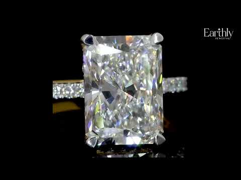 Load video: Radiant Engagement Ring Hidden Halo | Earthly Jewels